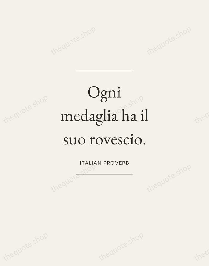 Ogni medaglia ha il suo rovescio. — Italian Proverb — Gallery Frame