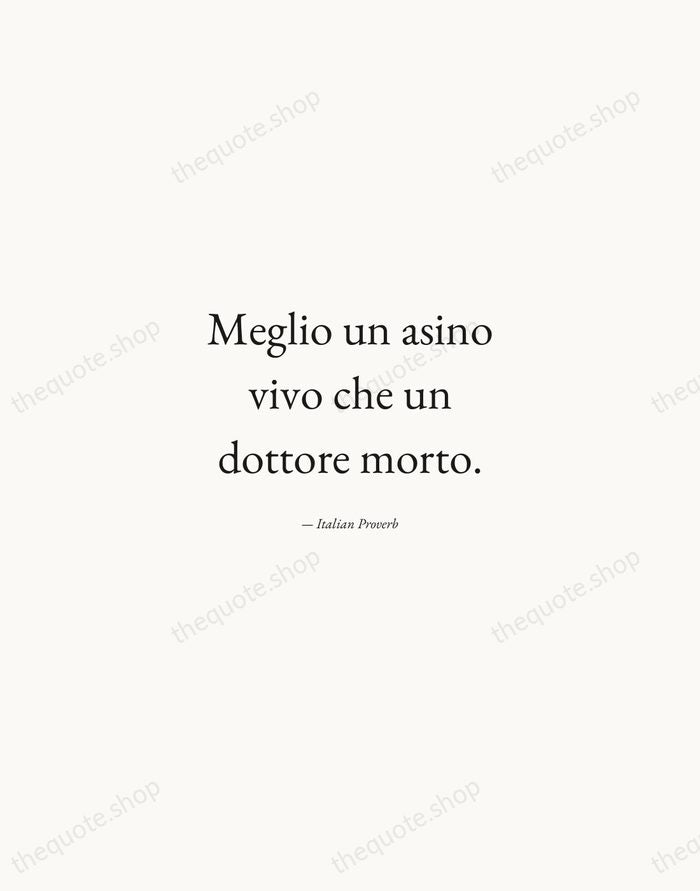 Meglio un asino vivo che un dottore morto. — Italian Proverb — Quiet Garamond