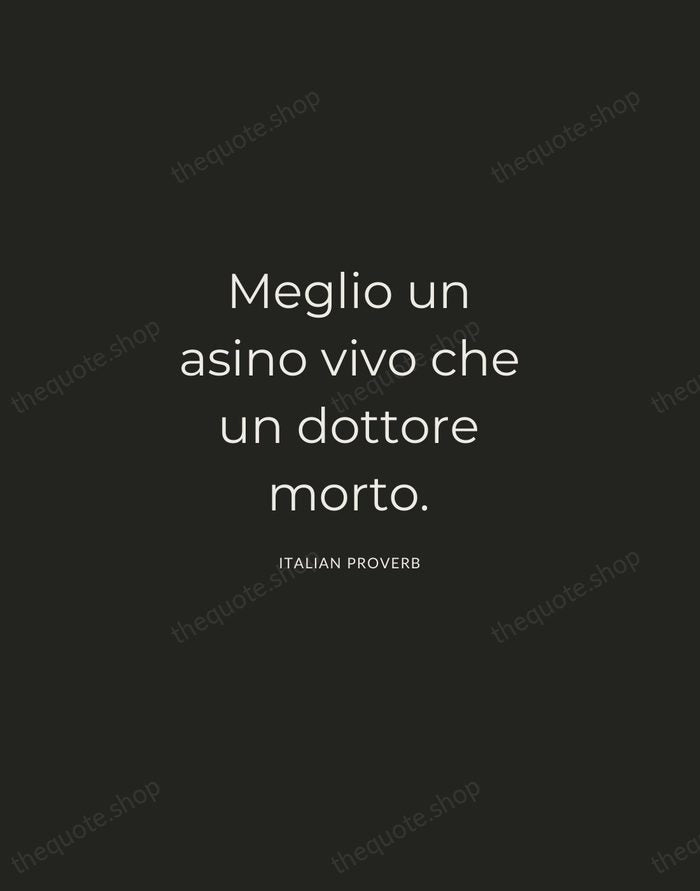 Meglio un asino vivo che un dottore morto. — Italian Proverb — Charcoal Sans