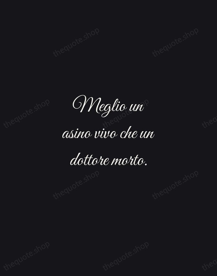 Meglio un asino vivo che un dottore morto. — Italian Proverb — Night Script