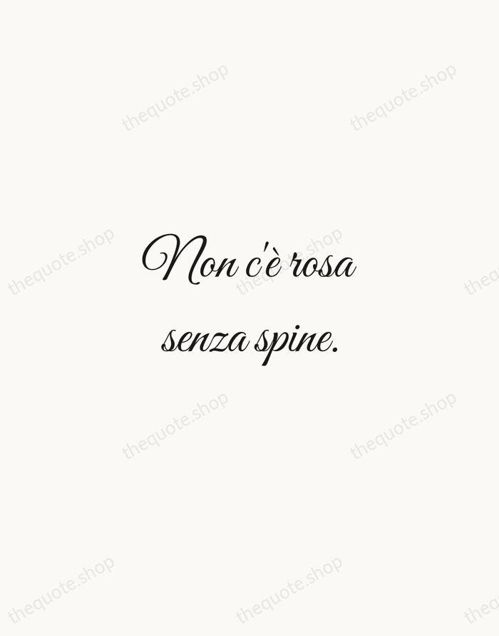 Non c'è rosa senza spine. — Italian Proverb — Script Whisper