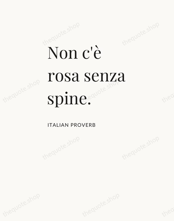 Non c'è rosa senza spine. — Italian Proverb — Asymmetric Left