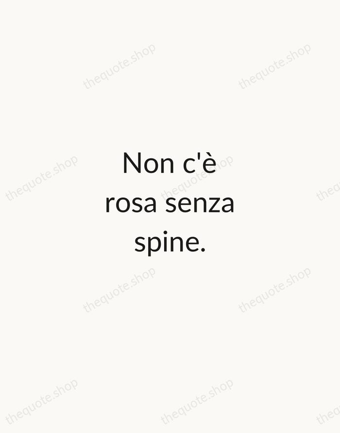 Non c'è rosa senza spine. — Italian Proverb — Minimal Unsigned