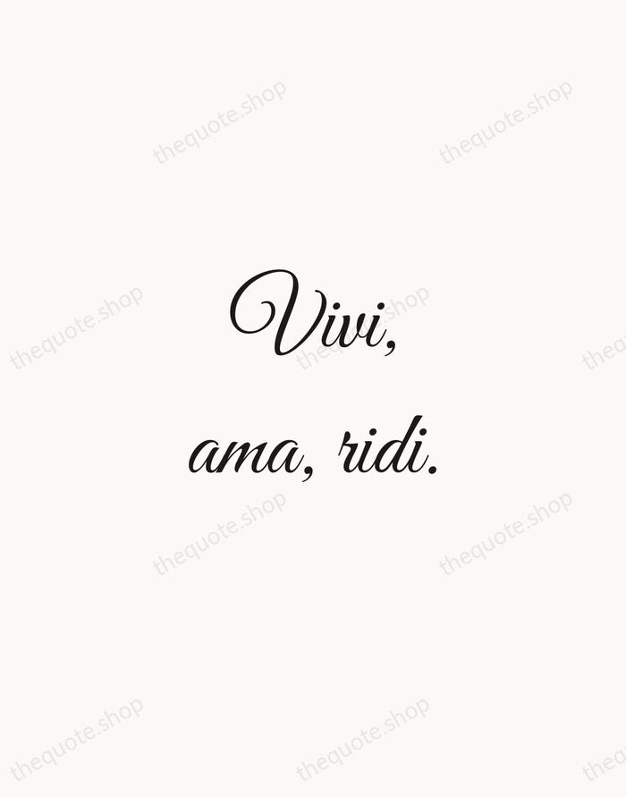 Vivi, ama, ridi. — Italian Proverb — Script Whisper
