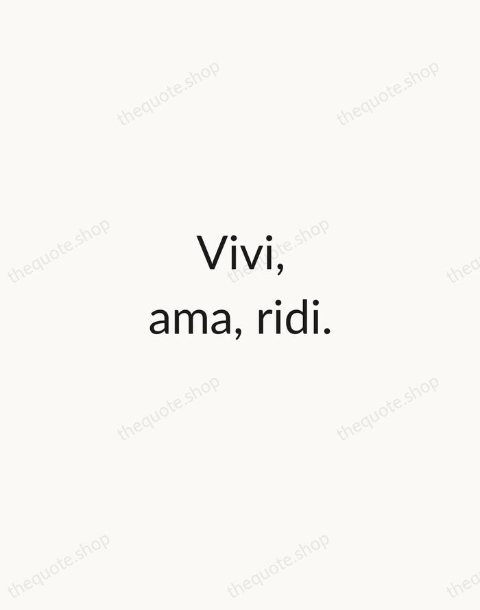 Vivi, ama, ridi. — Italian Proverb — Minimal Unsigned