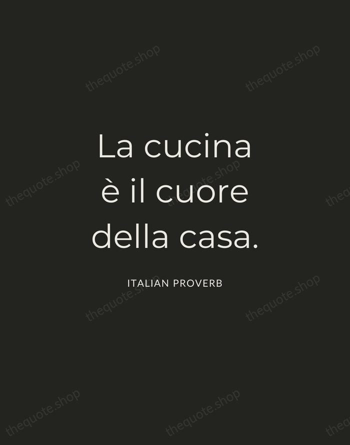 La cucina è il cuore della casa. — Italian Proverb — Charcoal Sans