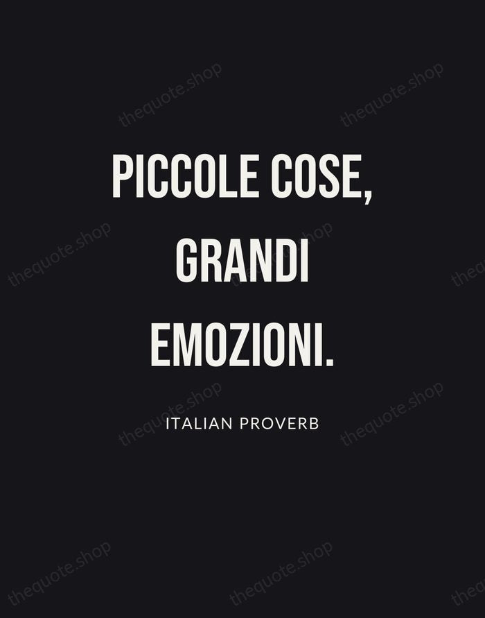 Piccole cose, grandi emozioni. — Italian Proverb | Printable Wall Art — Poster Condensed