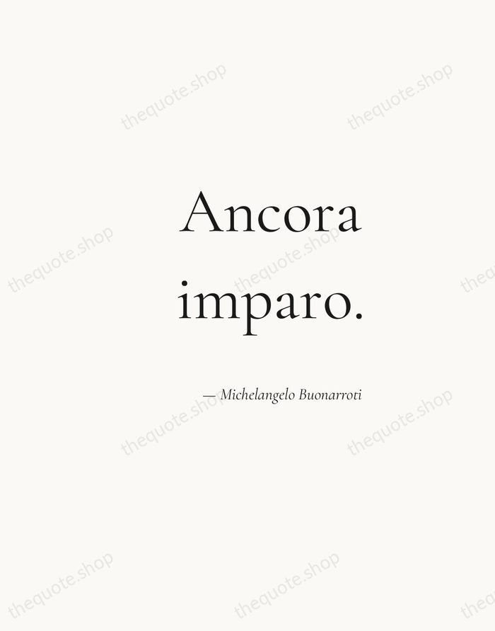 Ancora imparo. — Michelangelo Buonarroti — Soft Serif Right