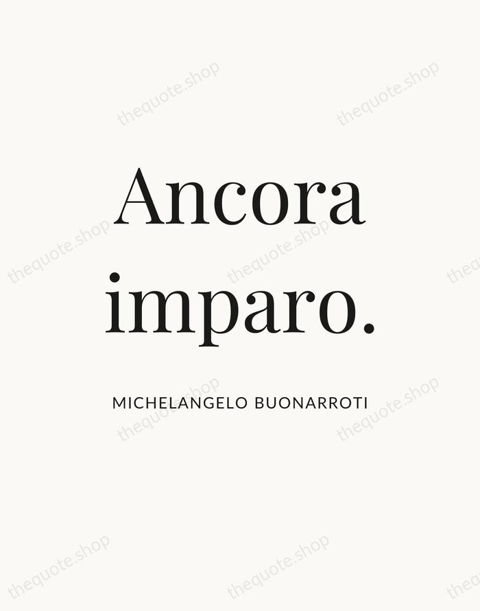Ancora imparo. — Michelangelo Buonarroti — Statement Serif