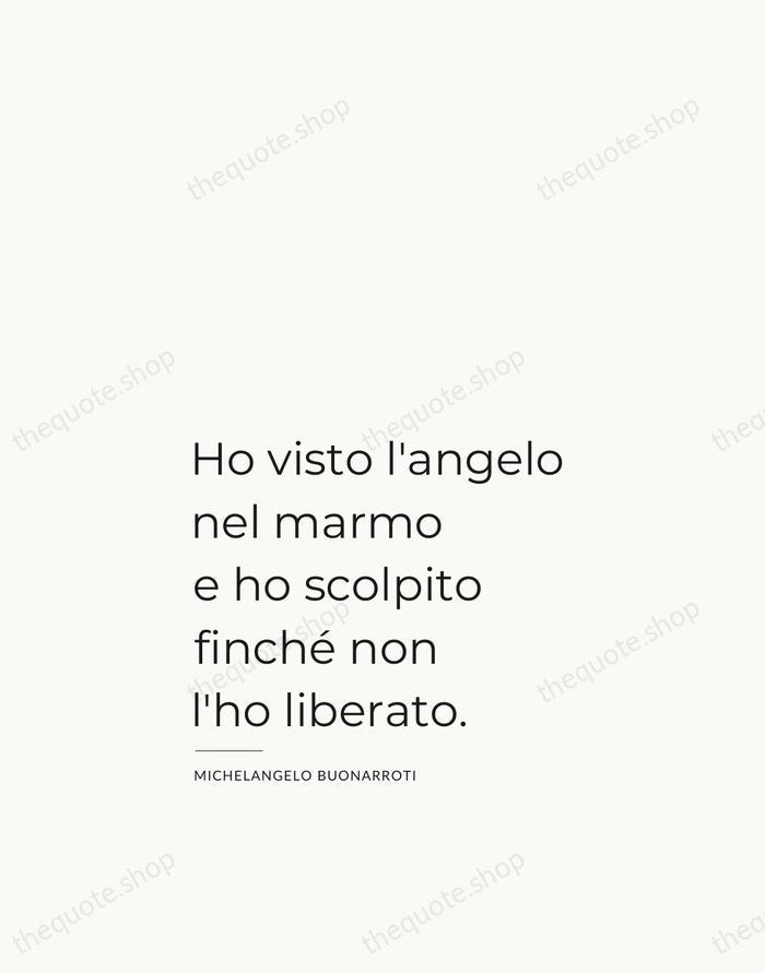 Ho visto l'angelo nel marmo e ho scolpito finché non l'ho liberato. — Michelangelo Buonarroti — Studio Left