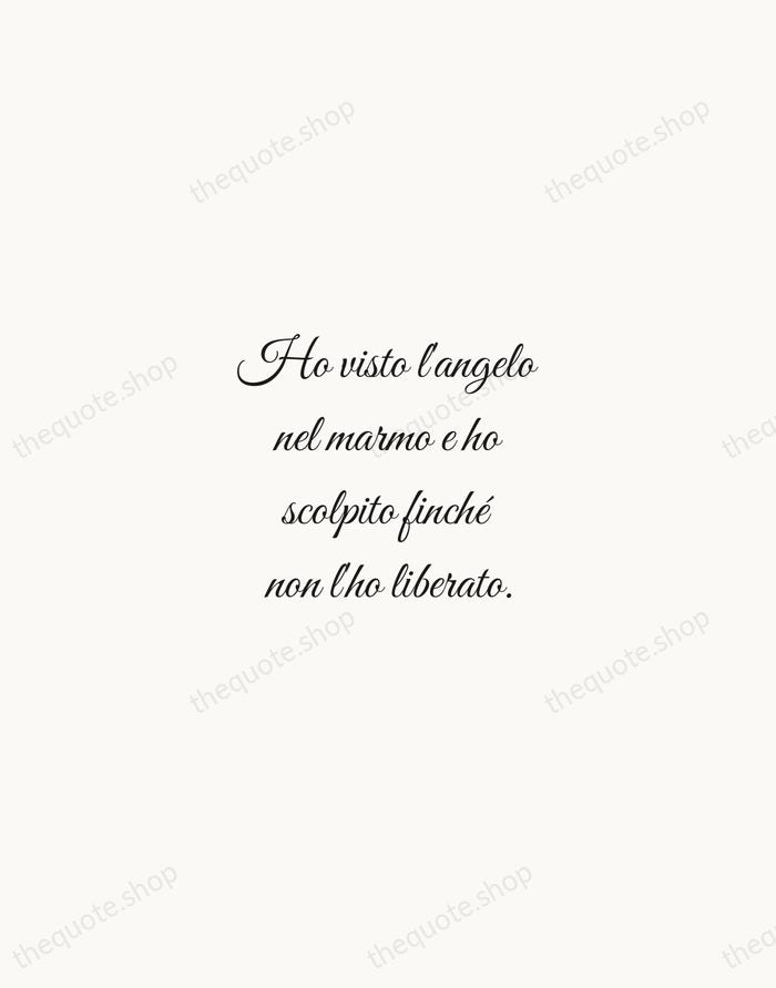 Ho visto l'angelo nel marmo e ho scolpito finché non l'ho liberato. — Michelangelo Buonarroti — Script Whisper