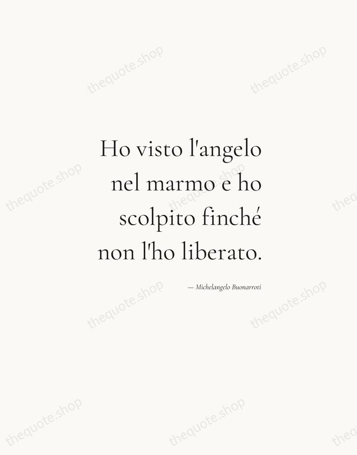 Ho visto l'angelo nel marmo e ho scolpito finché non l'ho liberato. — Michelangelo Buonarroti — Soft Serif Right