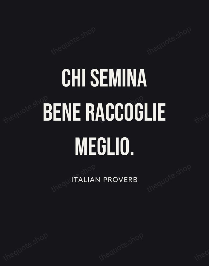 Chi semina bene raccoglie meglio. — Italian Proverb | Printable Wall Art — Poster Condensed