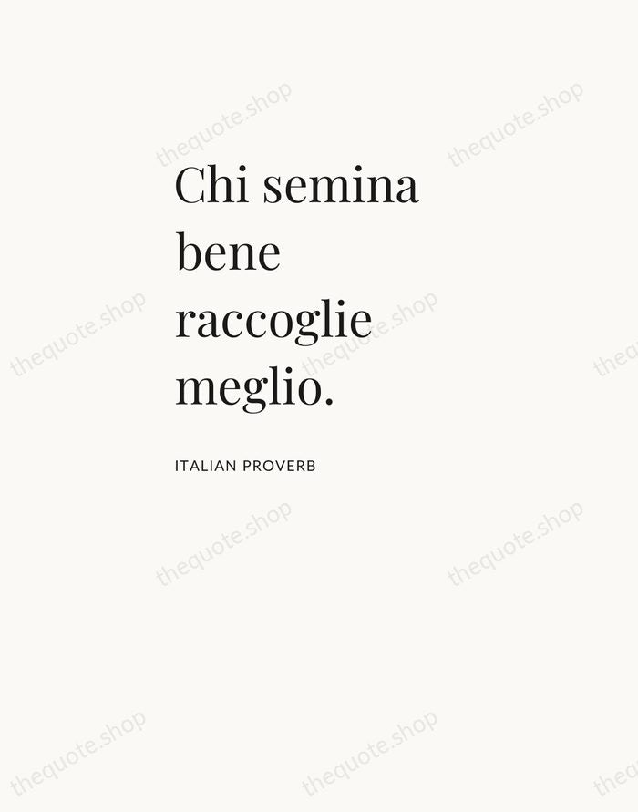 Chi semina bene raccoglie meglio. — Italian Proverb — Asymmetric Left