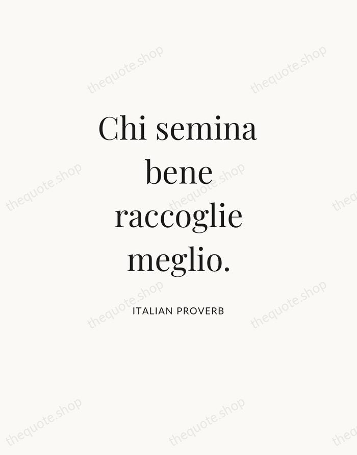 Chi semina bene raccoglie meglio. — Italian Proverb — Statement Serif