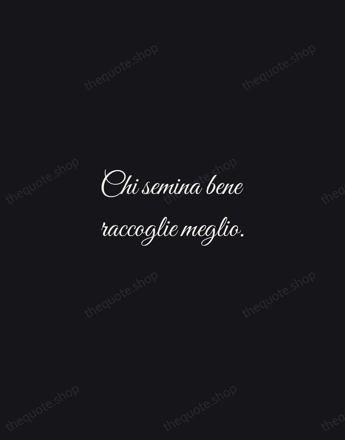 Chi semina bene raccoglie meglio. — Italian Proverb — Night Script
