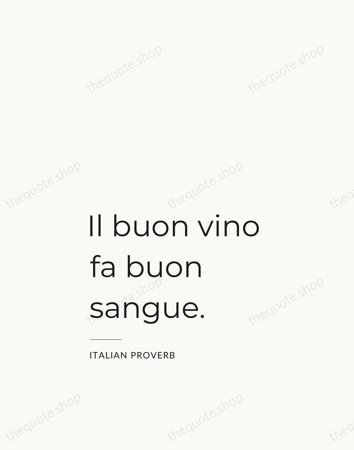 Il buon vino fa buon sangue. — Italian Proverb — Studio Left