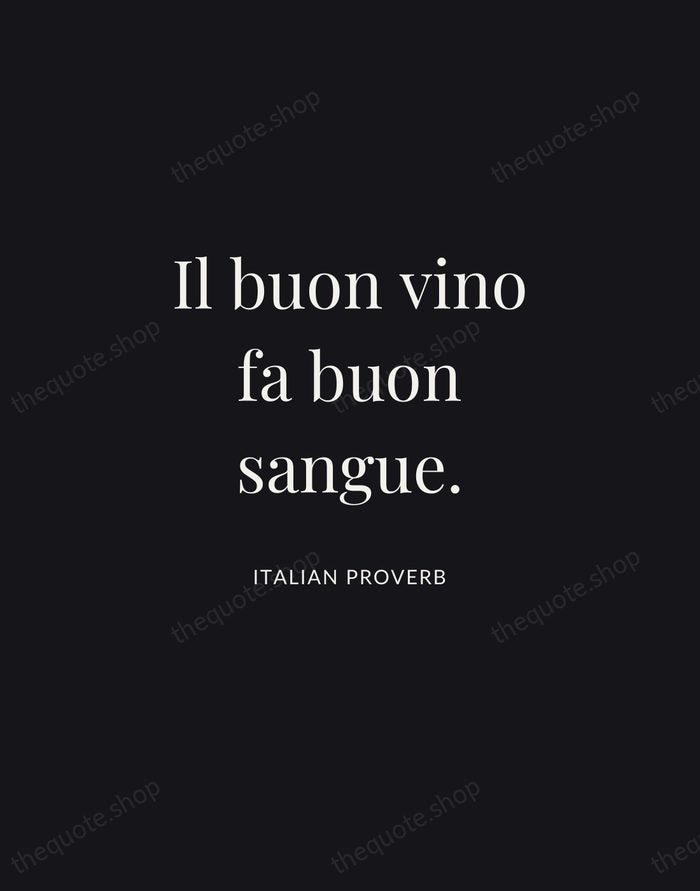 Il buon vino fa buon sangue. — Italian Proverb | Printable Wall Art — Midnight Serif