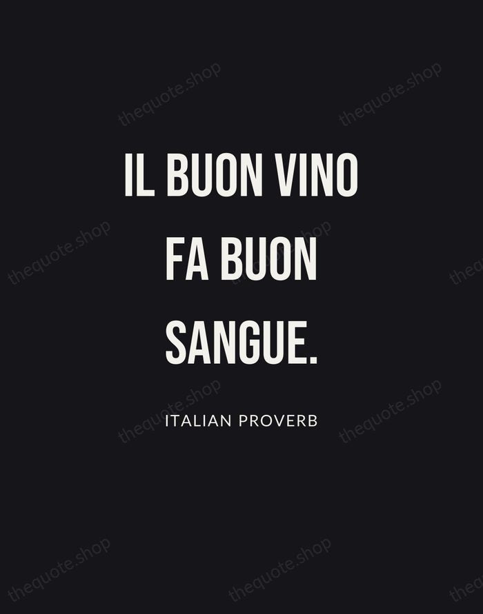 Il buon vino fa buon sangue. — Italian Proverb | Printable Wall Art — Poster Condensed