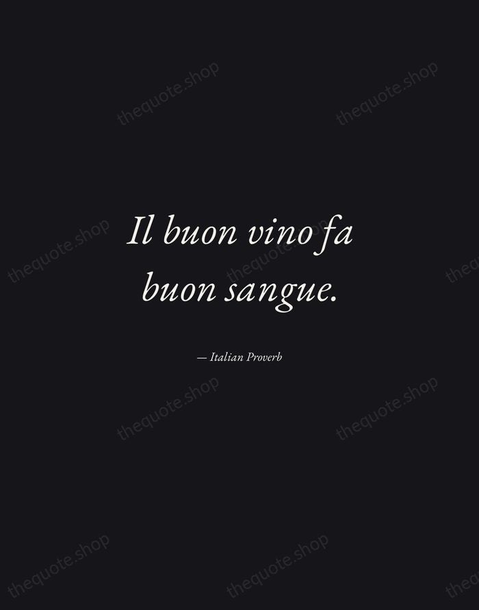 Il buon vino fa buon sangue. — Italian Proverb — Manuscript Italic