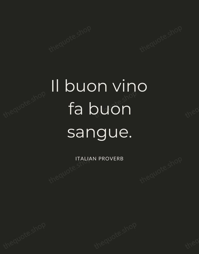 Il buon vino fa buon sangue. — Italian Proverb — Charcoal Sans