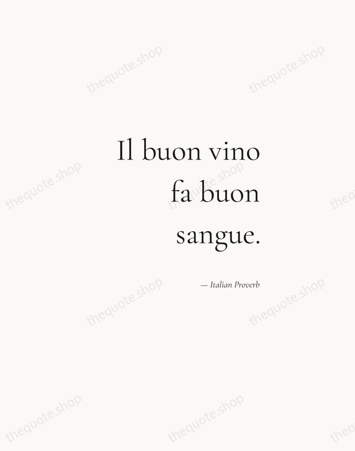 Il buon vino fa buon sangue. — Italian Proverb — Soft Serif Right