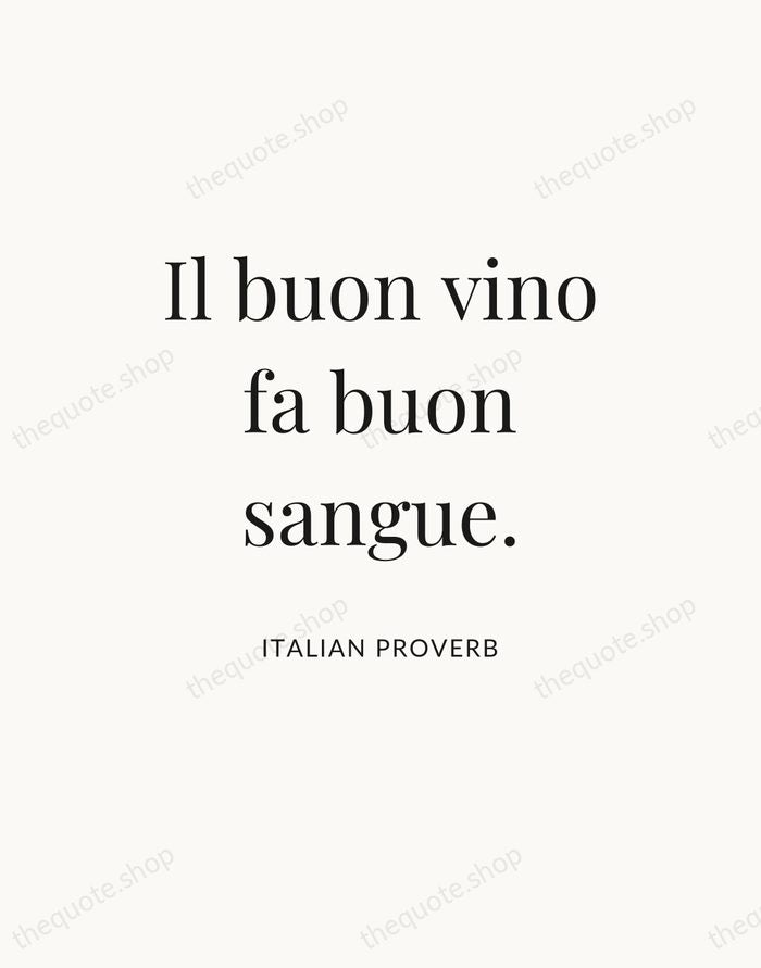 Il buon vino fa buon sangue. — Italian Proverb — Statement Serif