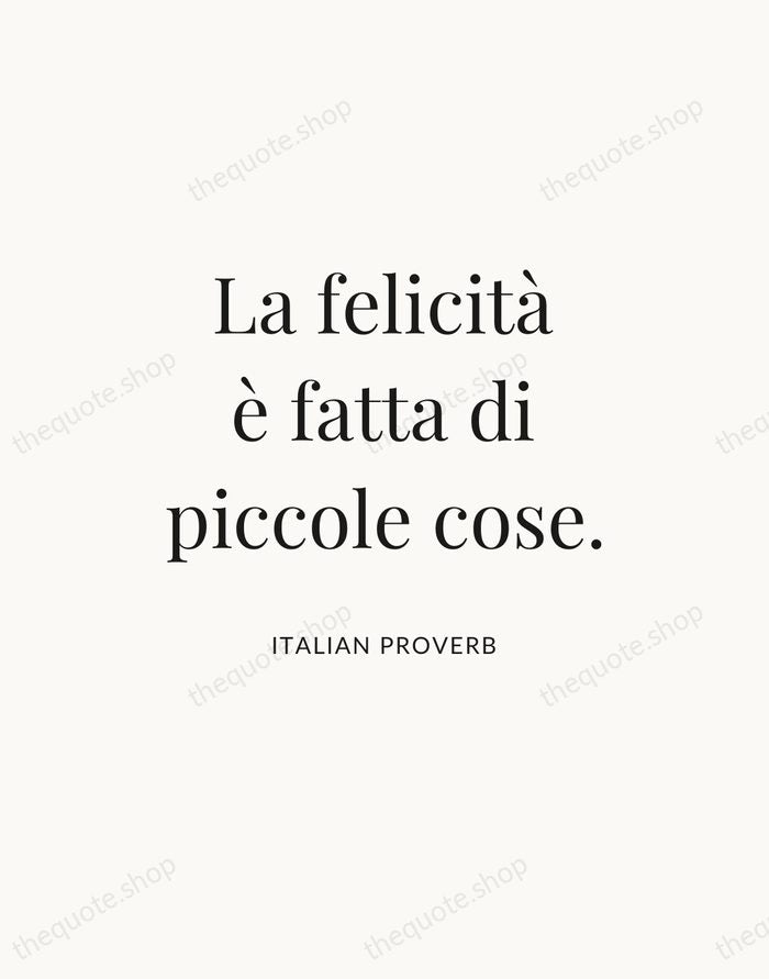 La felicità è fatta di piccole cose. — Italian Proverb — Statement Serif