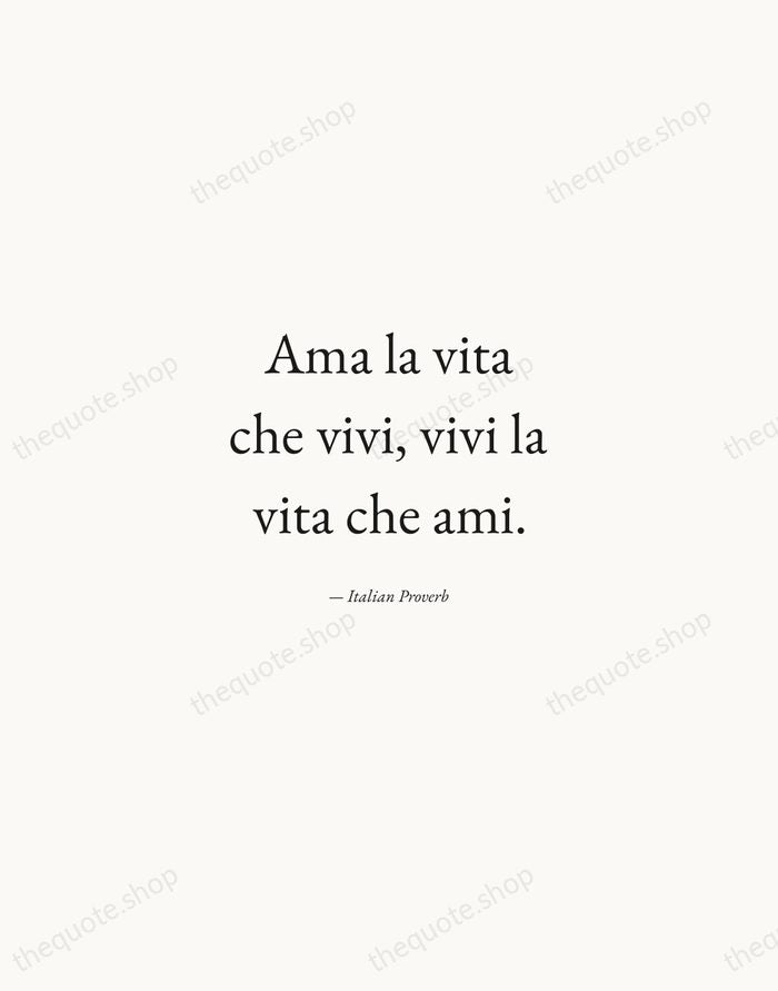 Ama la vita che vivi, vivi la vita che ami. — Italian Proverb — Quiet Garamond