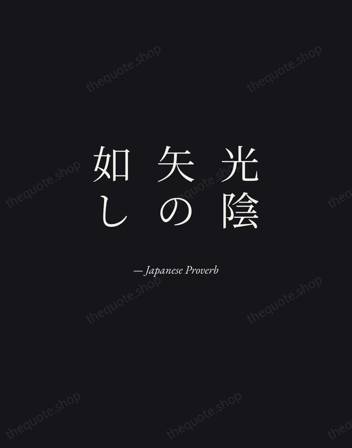 光陰矢の如し — Japanese Proverb — Manuscript Italic