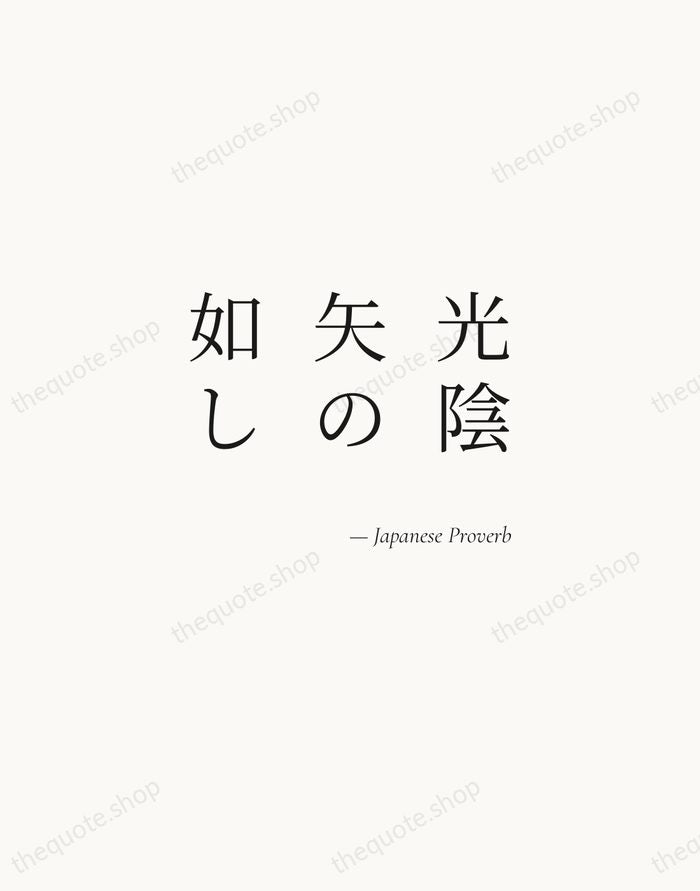 光陰矢の如し — Japanese Proverb — Soft Serif Right