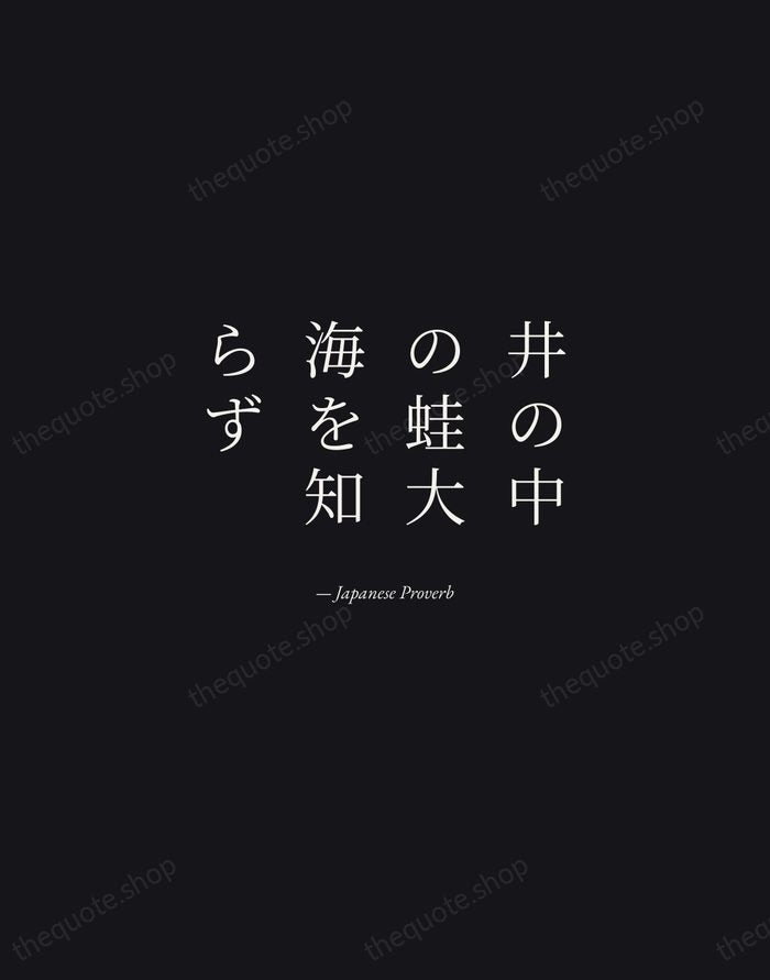 井の中の蛙大海を知らず — Japanese Proverb — Manuscript Italic