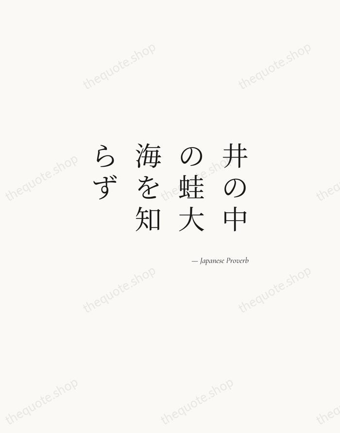 井の中の蛙大海を知らず — Japanese Proverb — Soft Serif Right