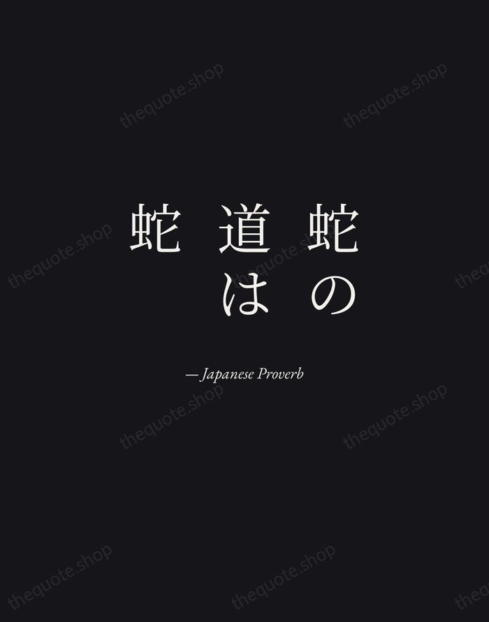 蛇の道は蛇 — Japanese Proverb — Manuscript Italic