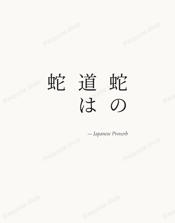 蛇の道は蛇 — Japanese Proverb — Soft Serif Right