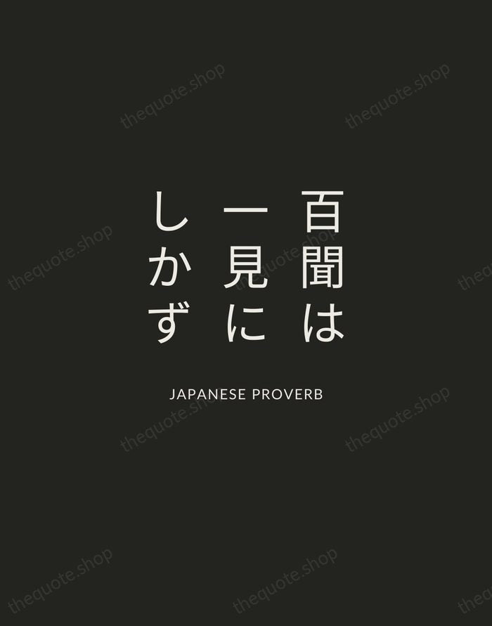 百聞は一見にしかず — Japanese Proverb — Charcoal Sans