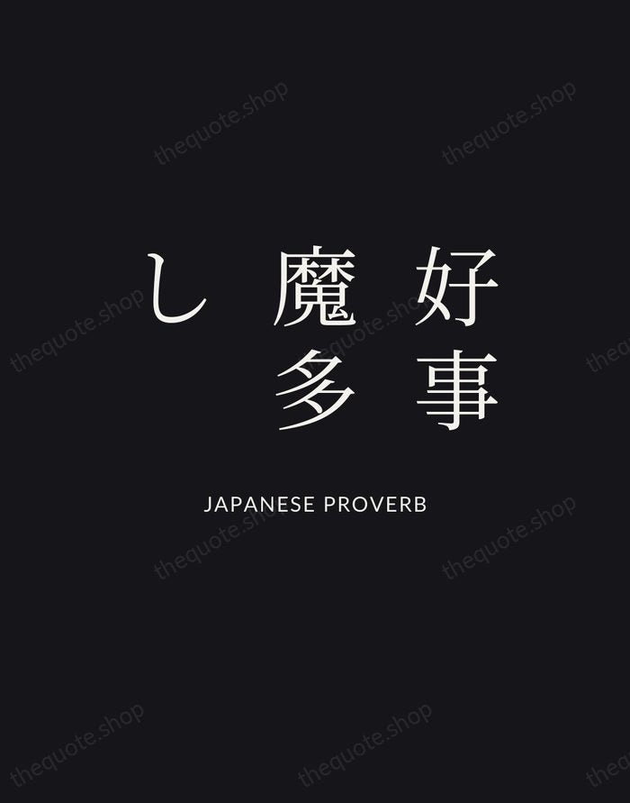 好事魔多し — Japanese Proverb | Printable Wall Art — Poster Condensed