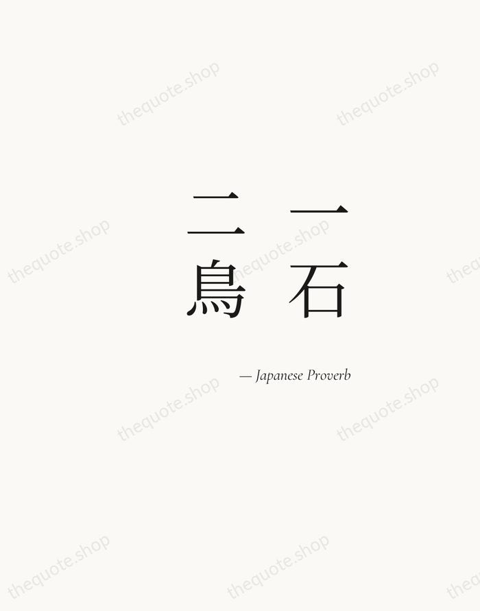 一石二鳥 — Japanese Proverb — Soft Serif Right