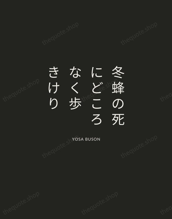 冬蜂の死にどころなく歩きけり — Yosa Buson — Charcoal Sans