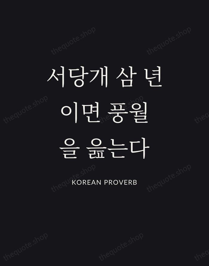 서당개 삼 년이면 풍월을 읊는다 — Korean Proverb | Printable Wall Art — Poster Condensed