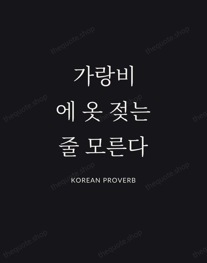 가랑비에 옷 젖는 줄 모른다 — Korean Proverb | Printable Wall Art — Poster Condensed