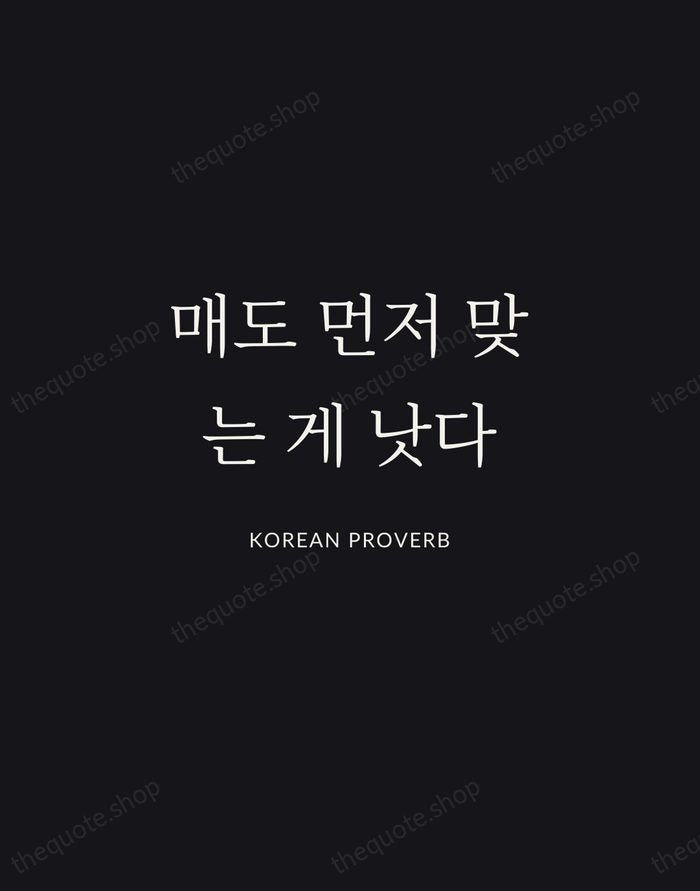 매도 먼저 맞는 게 낫다 — Korean Proverb | Printable Wall Art — Midnight Serif