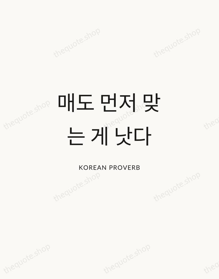 매도 먼저 맞는 게 낫다 — Korean Proverb — Modern Sans Calm