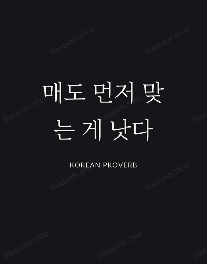 매도 먼저 맞는 게 낫다 — Korean Proverb | Printable Wall Art — Poster Condensed