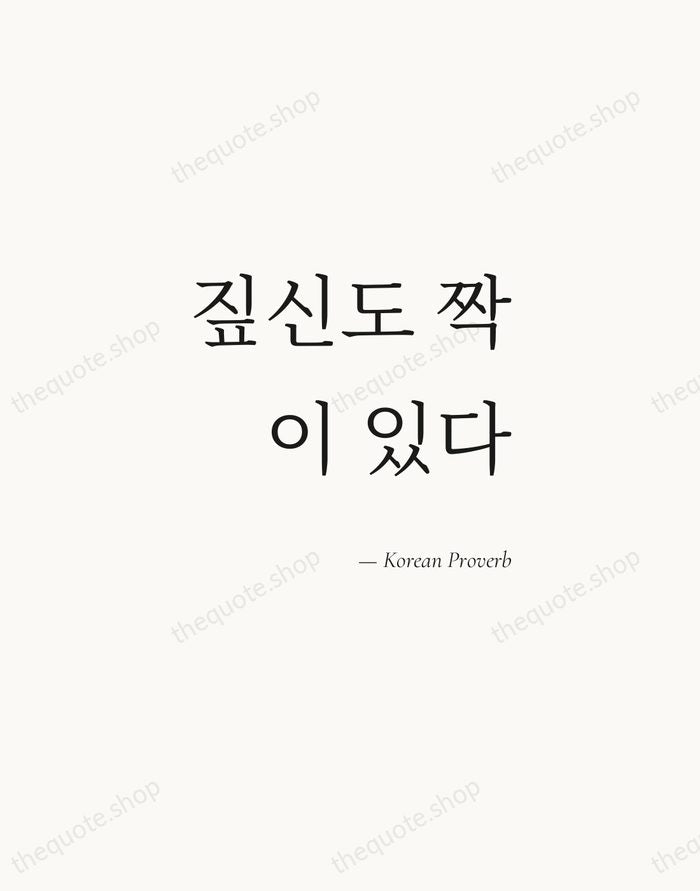짚신도 짝이 있다 — Korean Proverb — Soft Serif Right