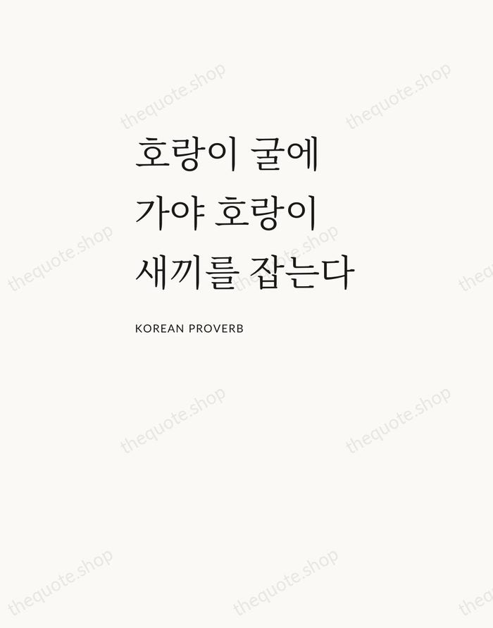 호랑이 굴에 가야 호랑이 새끼를 잡는다 — Korean Proverb — Asymmetric Left