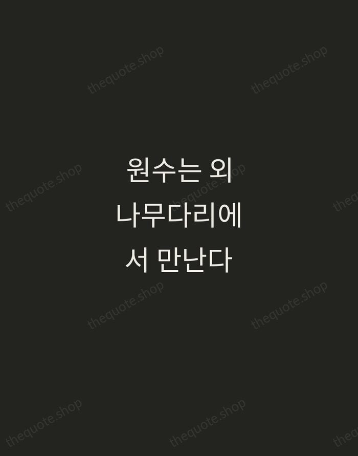 원수는 외나무다리에서 만난다 — Korean Proverb — Tracked Caps Unsigned