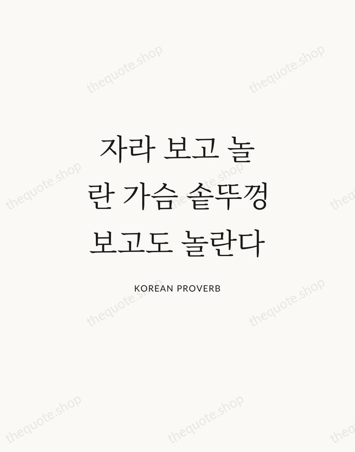 자라 보고 놀란 가슴 솥뚜껑 보고도 놀란다 — Korean Proverb | Printable Wall Art — Atelier Serif