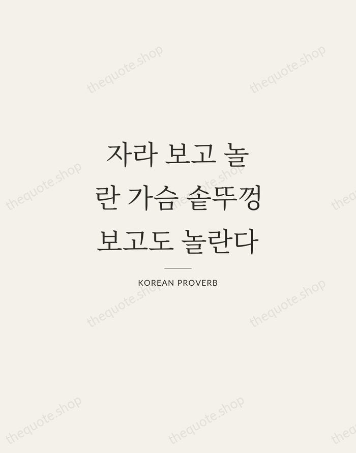 자라 보고 놀란 가슴 솥뚜껑 보고도 놀란다 — Korean Proverb — Gallery Rule