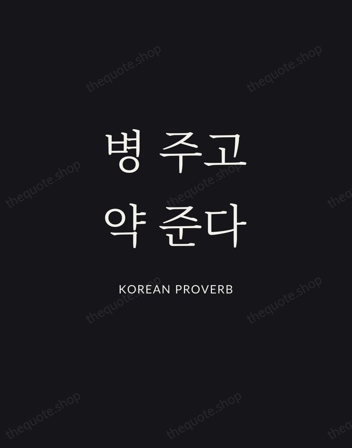 병 주고 약 준다 — Korean Proverb | Printable Wall Art — Midnight Serif